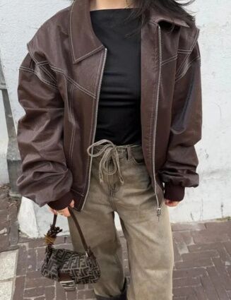 Moto Biker Leather Jacket - Image 10